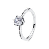 Original 925 Sterling Silver Ring Love Heart Pave CZ Crystal Stackable Rings For Women Wedding Engagement Birthday Gift Jewelry