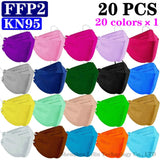 KN95 FFP2 CE 15 Color Wholesale Fish Mask  Hygienic Mascarillas Protective Respirator Anti-Fog Adult FPP2 Reusable Masques